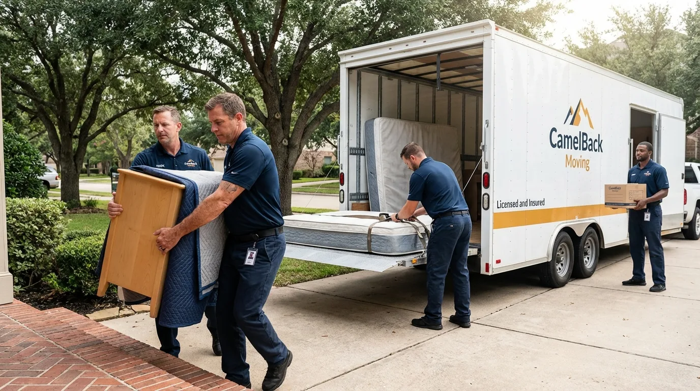Crew loading residential truck for cross-state move from Wentzville, MO