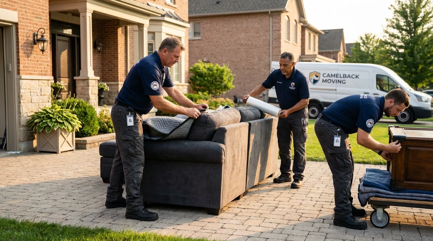 Large estate moving crew wrapping furniture in Wentzville, MO