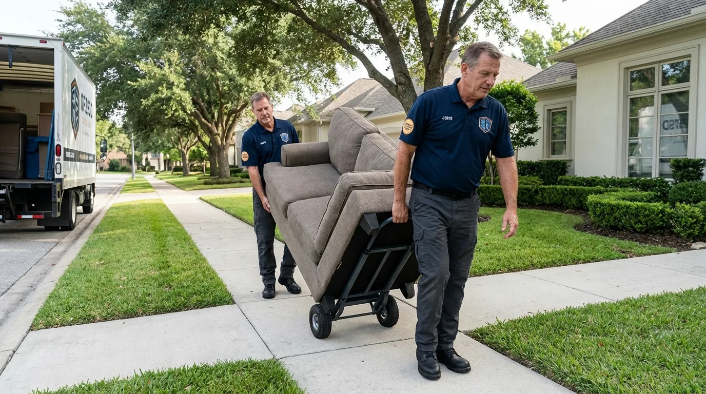 Local residential moving crew loading furniture in Wentzville, MO